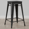 Buy Bistrot Metalix style stool - 61cm - Metal and dark wood Black 59695 - prices